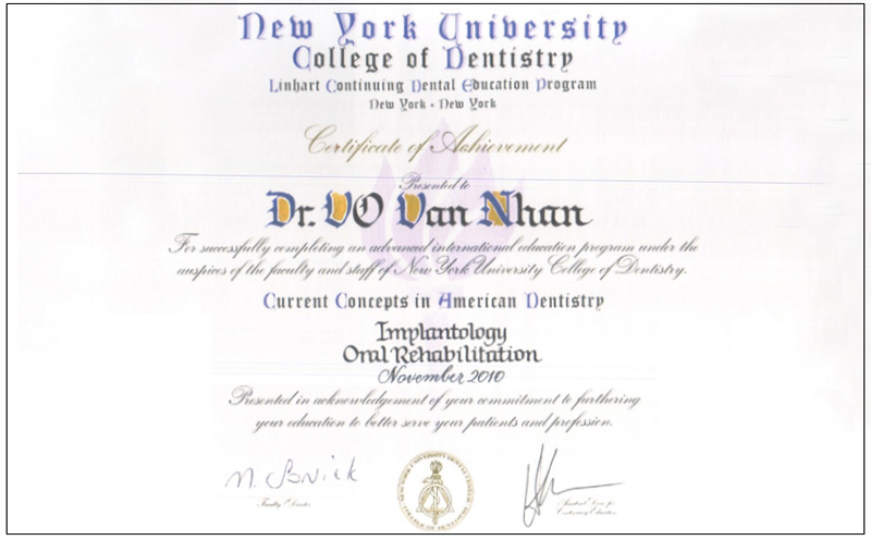 Năm 2010: Tốt nghiệp chương trình đào tạo Implant Nha khoa Năm 2010: Tốt nghiệp chương trình đào tạo Implant Nha khoa